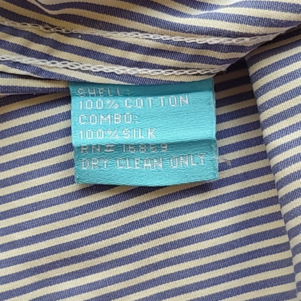 J. McLaughlin Whitney Blouse Blue Stripe 3/4 Sleeve Button Up Classic Size 6 - Picture 8 of 8